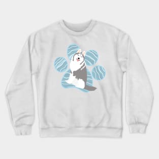 Siberian Husky and Paw Print Crewneck Sweatshirt